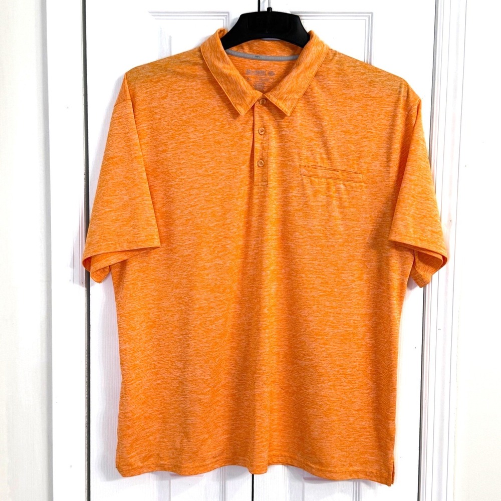 Reel Legends Fishing Polo Shirt Vented Moisture Wicking Pocket Orange XL